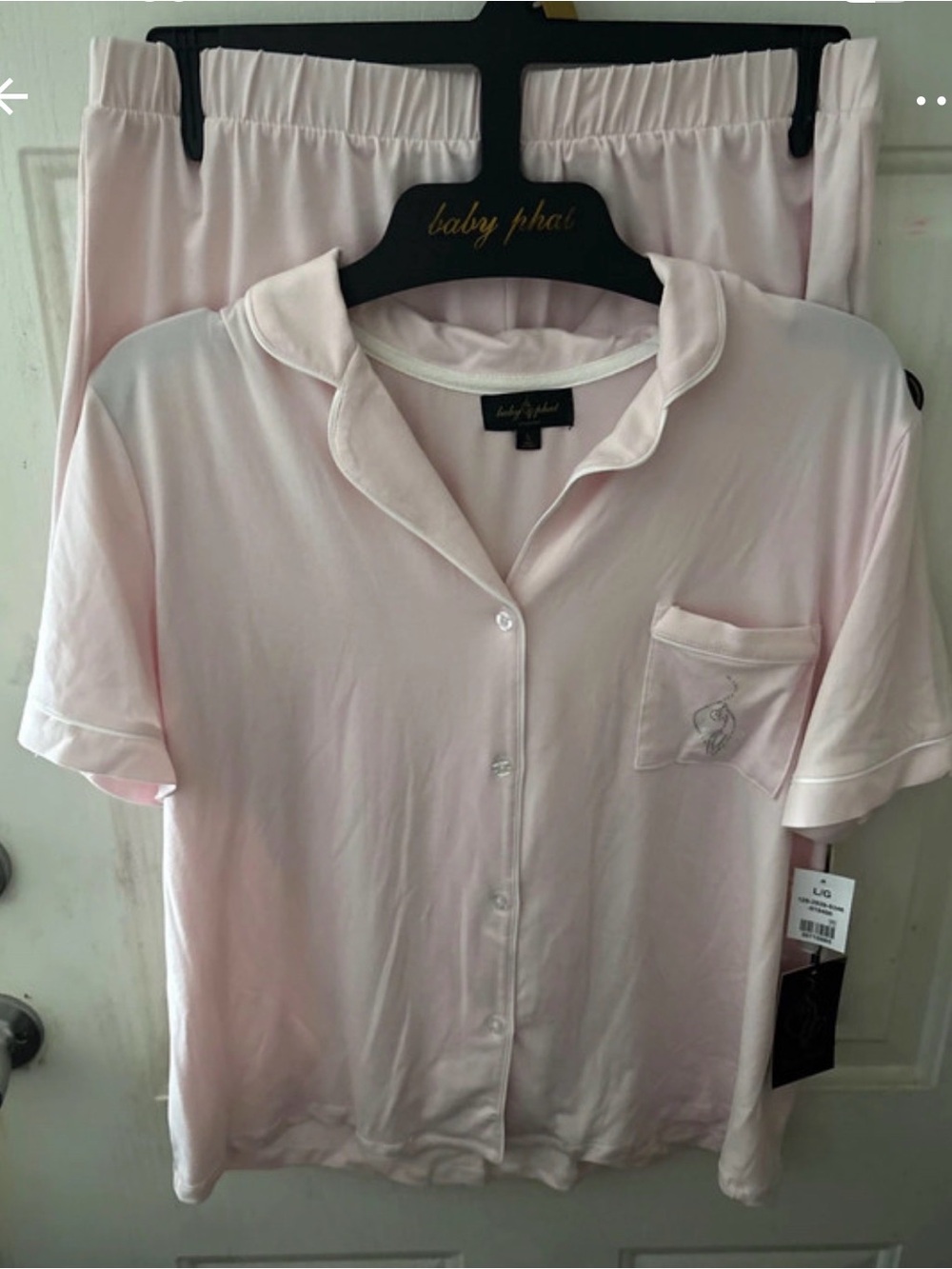 Baby Phat Pale Pink Short Sleeve Button Pajama Top